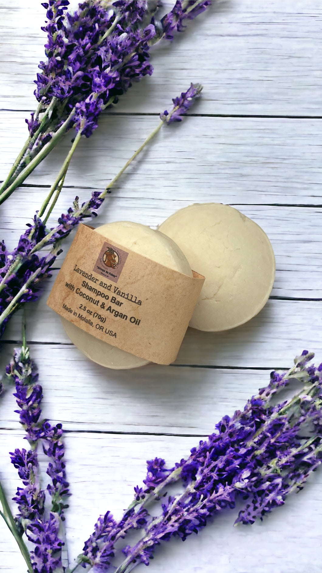 Lavender and Vanilla Shampoo Bar with Coconut and Argan Oils in